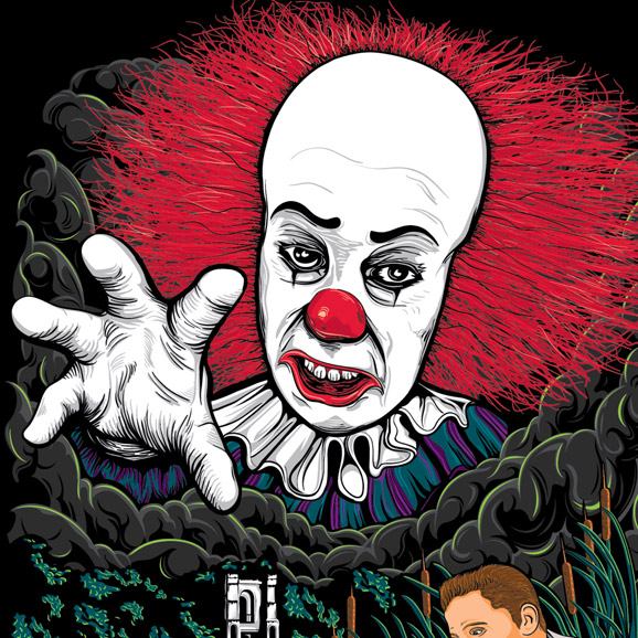 stephen king's it, pennywise, pennywise the clown, clown, art, illustration, vector, minutia, tim curry